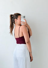 Size XS-S Burgundy Button-Front Bodysuit