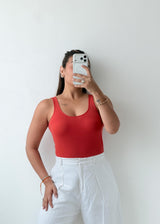 Size S-M Red Scoop Neck Tank Top