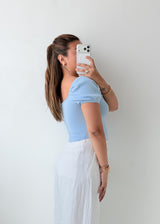 Size XS-S Powder Blue Ribbed Top