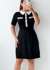 Size S-M Black White Collar Mini Dress