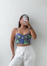Size XS Multicolor Printed Corset Top