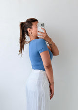 Size XS-S Blue V-Neck Bodysuit