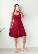 Size S-M Burgundy Pleated Midi Dress