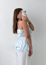 Size XS-S Blue Polka Dot Peplum Top