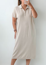 Size M-L Ivory Collared Midi Dress