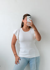 Size S-M White Ruffle Sleeve Top