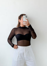 Size XS-S Black Sheer Mesh Bodysuit