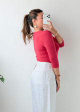 Size M-L Hot Pink Scoop Neck Bodysuit