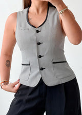 Bust 32, Grey Checked Vest Top