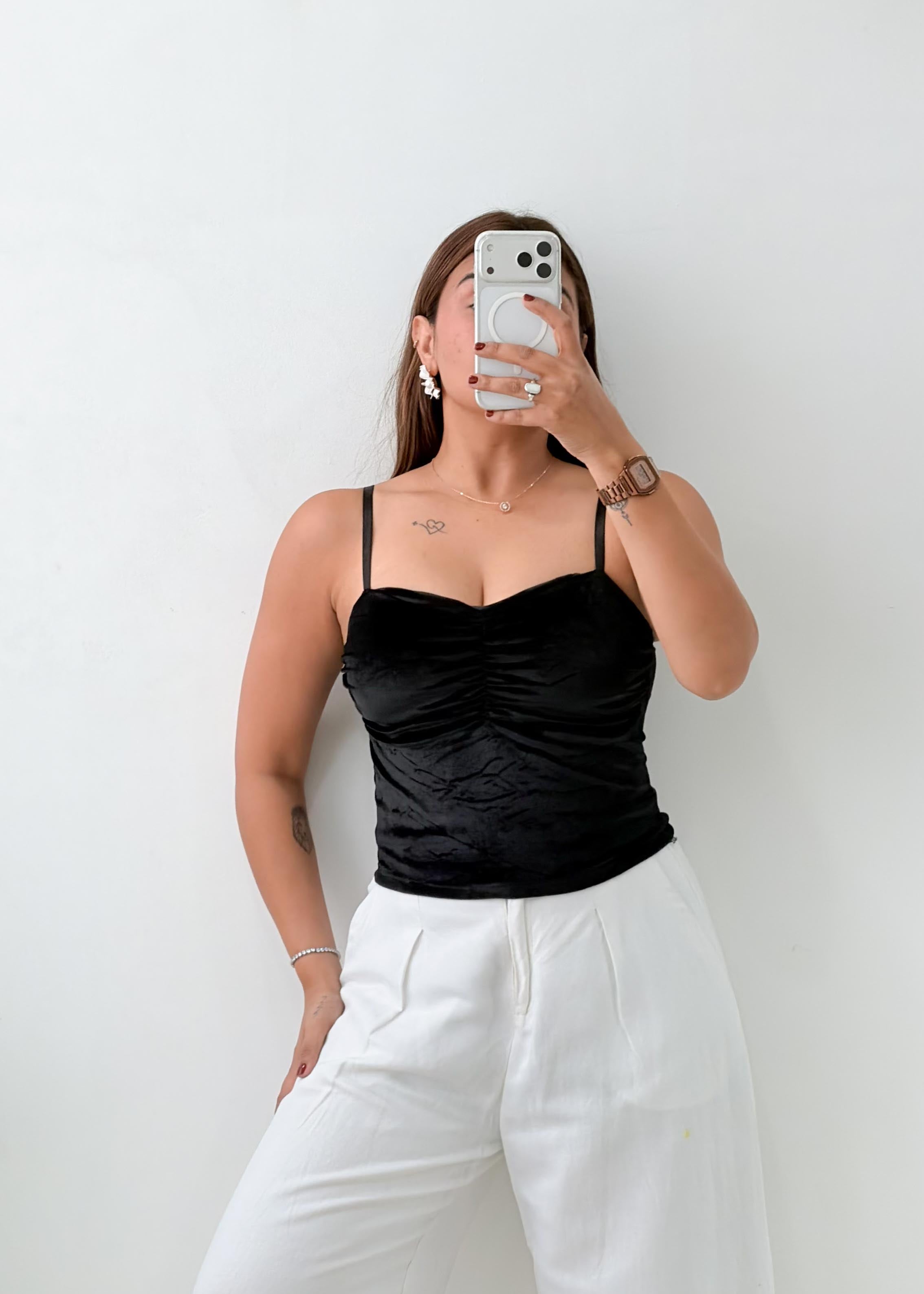 Size XS-S Black Satin Cami Top