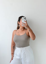 Size L-XL Taupe Scoop Neck Bodysuit