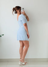 Size XS-S Light Blue Polka Dot Mini Dress