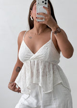 Size XS-S White Lace Peplum Cami Top