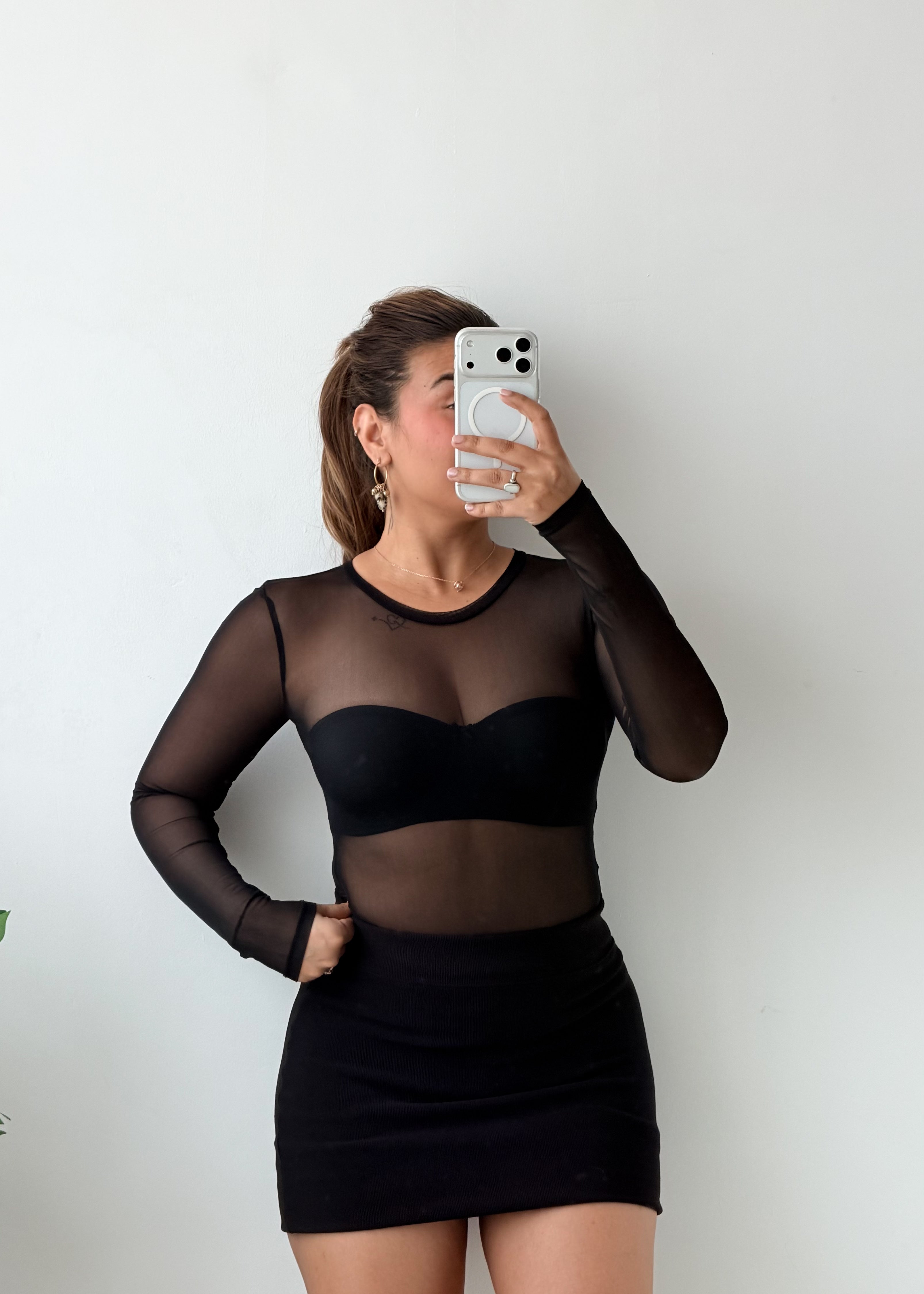 Size XS-S Black Sheer Mesh Bodysuit