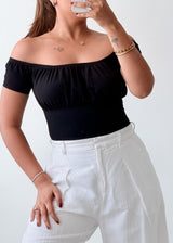 Size XS-S Black Off-Shoulder Bodysuit