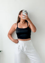 Size S-M Black Square Neck Top