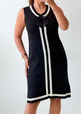 Size M-L Black Bow Detail Midi Dress