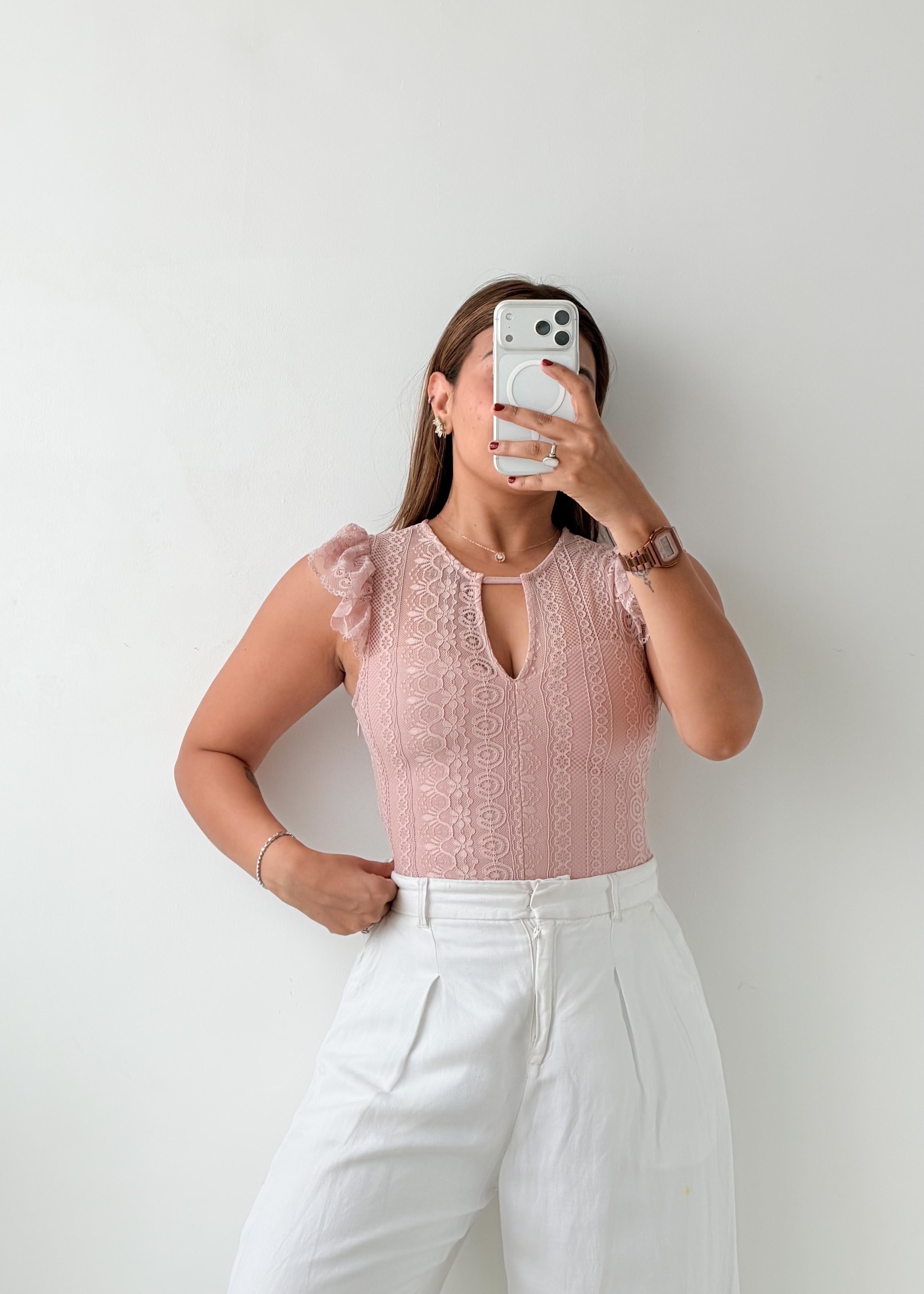 Size XS-S Blush Pink Lace Bodysuit
