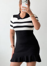Size XS-S Black White Contrast Mini Dress