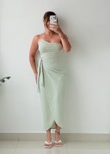Size M-L Mint Green Ruched Midi Dress