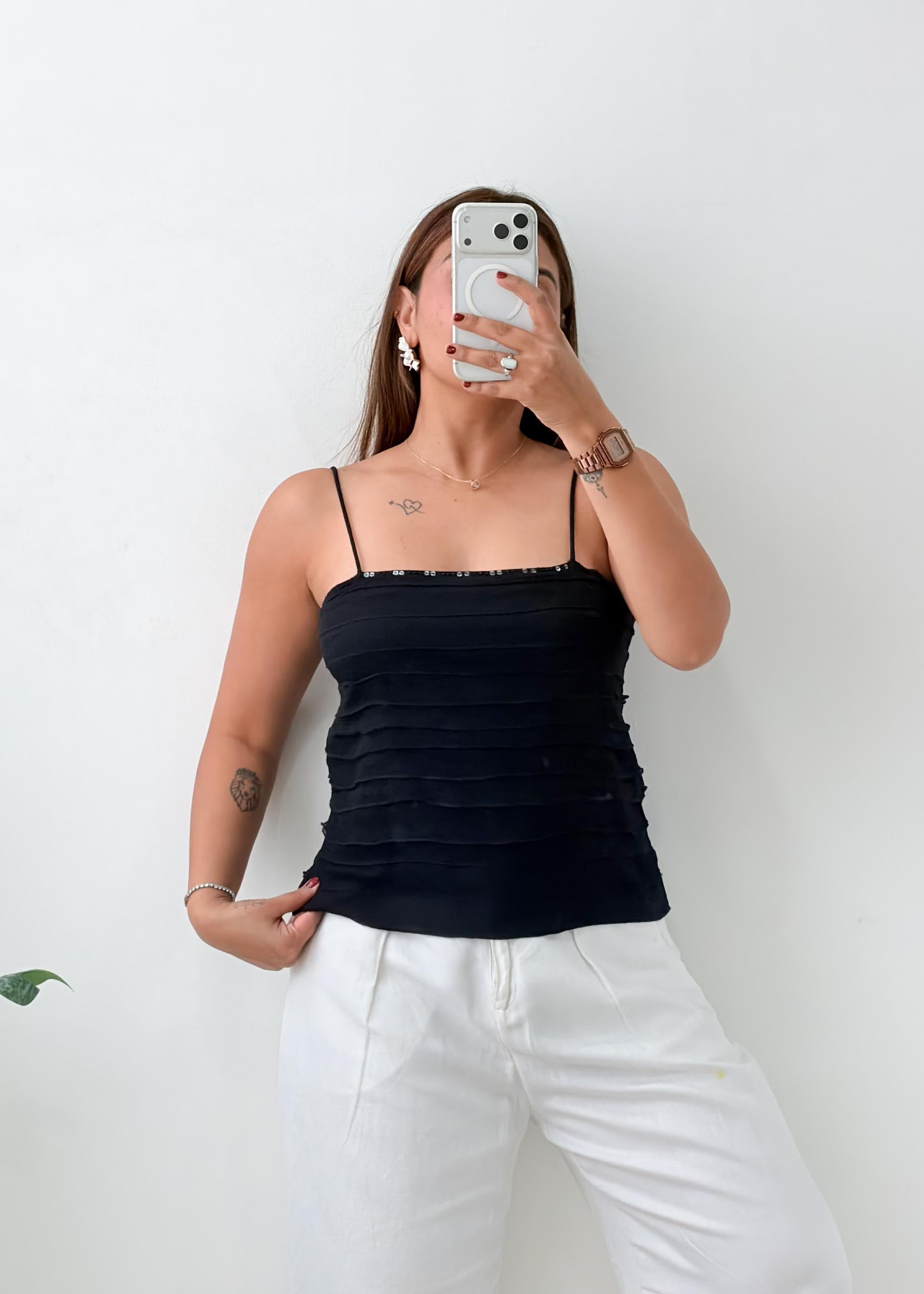 Size S-M Black Ruched Strapless Tube Top