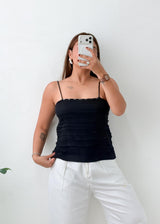 Size S-M Black Ruched Strapless Tube Top