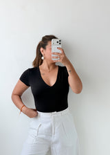 Size S-M Black V-Neck Bodysuit