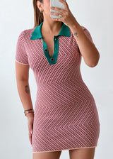 Size S-M Pink Chevron Knit Mini Dress