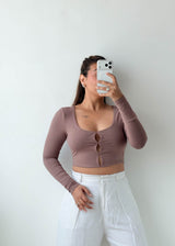 Size S-M Dusty Pink Cutout Crop Top