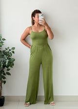 Size S-M Olive Green Sleeveless Jumpsuit