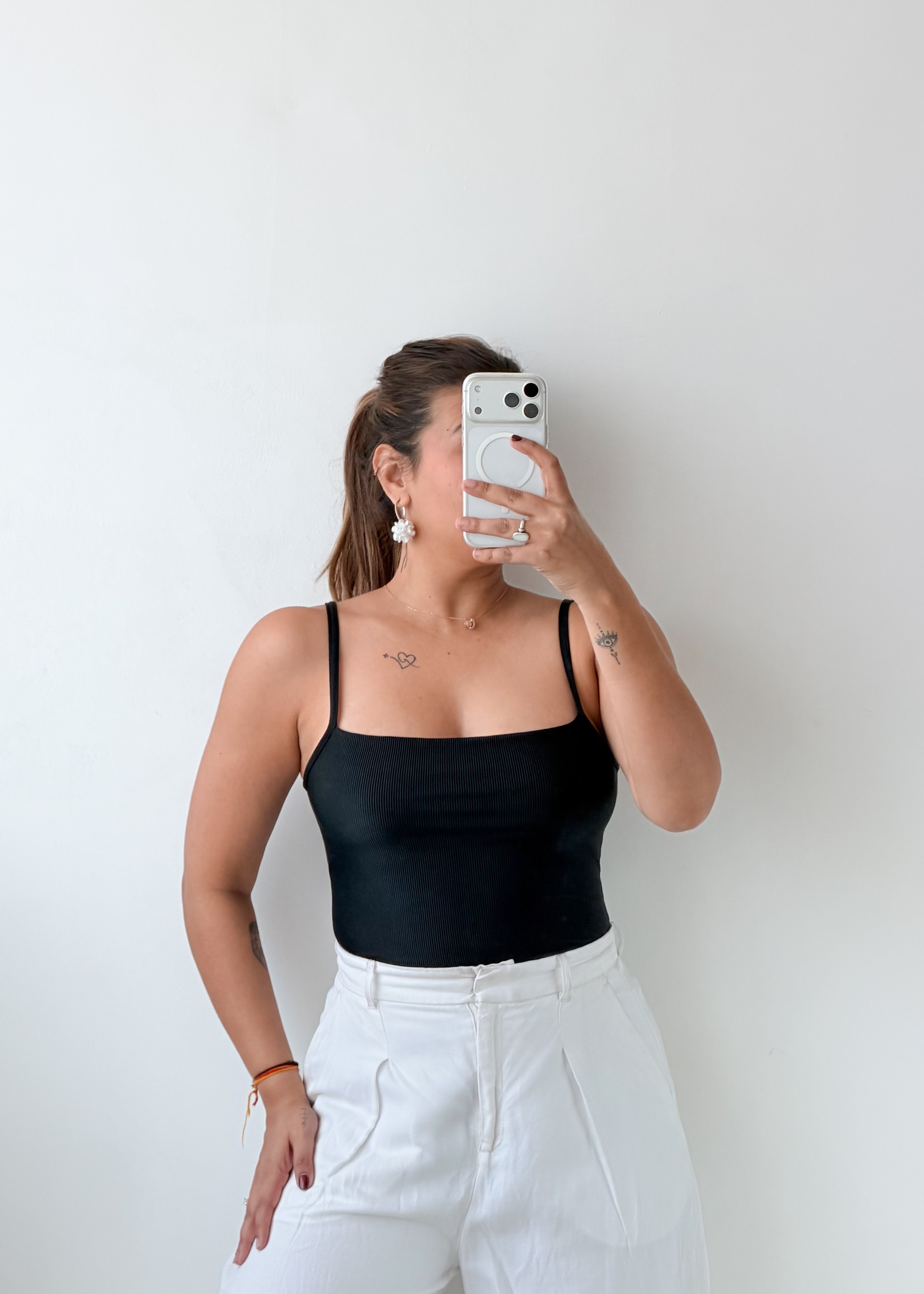 Size S-M Black Square Neck Bodysuit