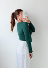 Size S-M Dark Green V-Neck Bodysuit