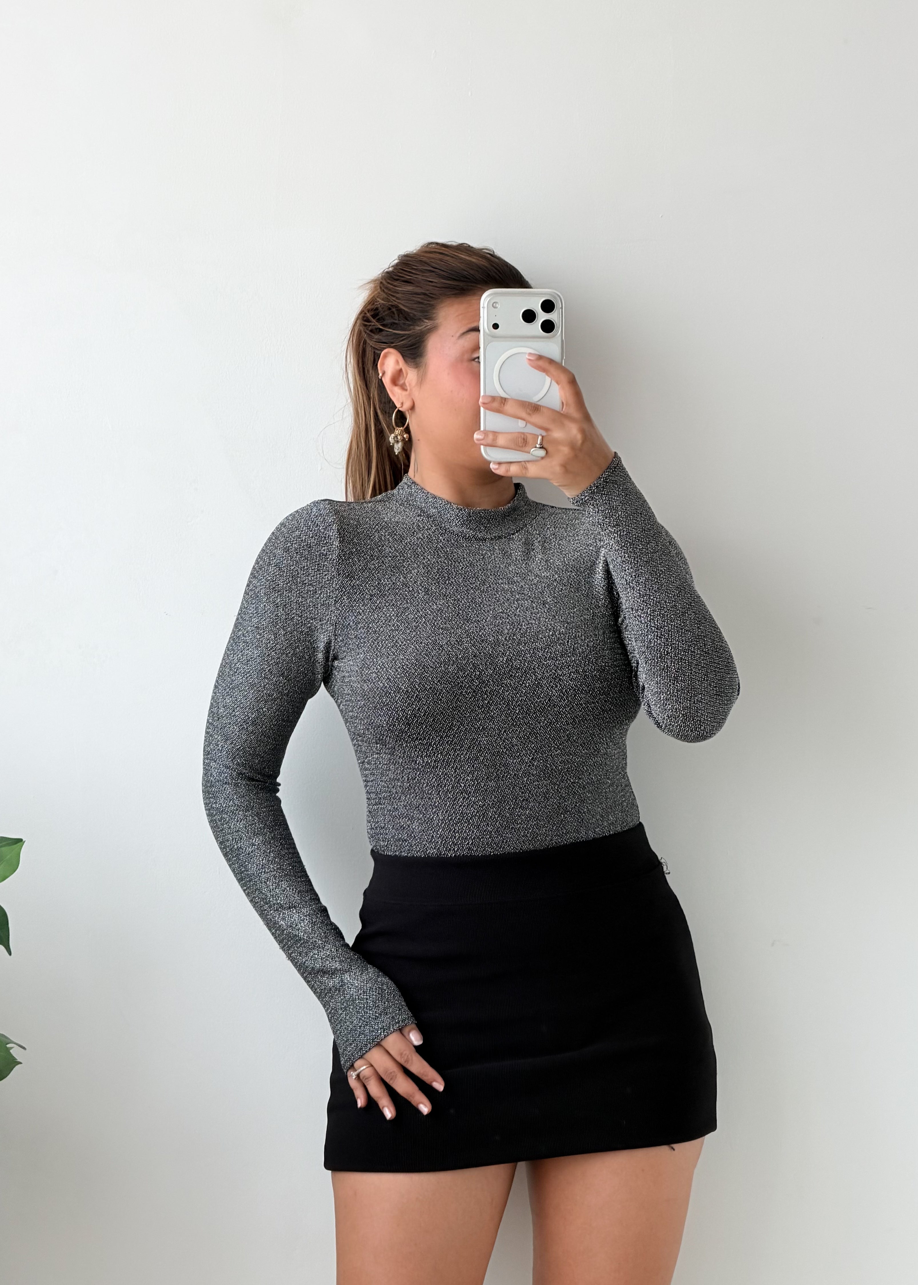 Size S-M Grey High Neck Bodysuit