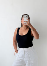 Size S-M Black Ribbed Tank Top