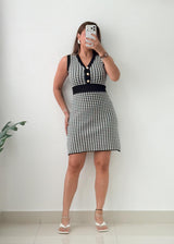 Size S-M Black White Houndstooth Mini Dress