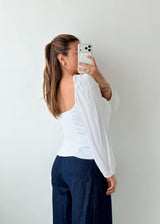 Size M-L White Ruched Bustier Top