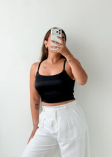 Size S-M Black Square Neck Top