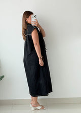 Size L-XL Black Denim Maxi Dress