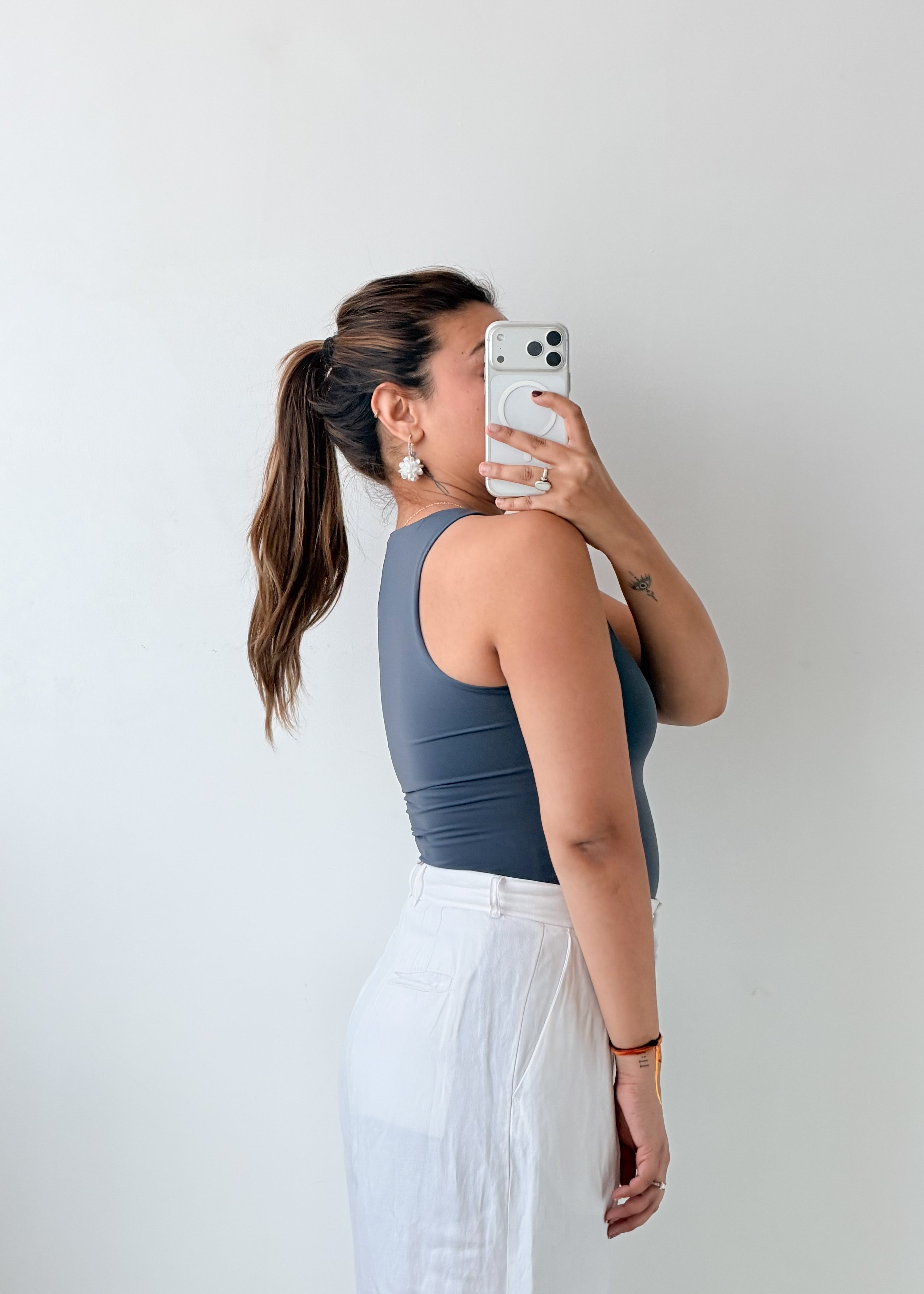 Size XS-S Slate Blue High Neck Bodysuit