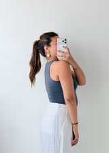 Size XS-S Slate Blue High Neck Bodysuit