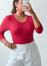 Size M-L Hot Pink Scoop Neck Bodysuit