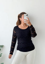 Size M-L Black Lace Top