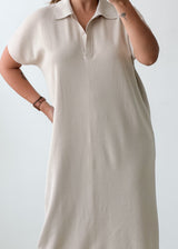 Size M-L Ivory Collared Midi Dress