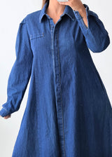 Size M-L Dark Blue Denim Flare Dress