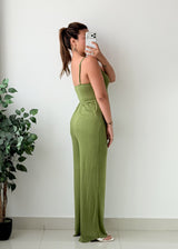 Size S-M Olive Green Sleeveless Jumpsuit