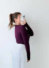 Size S-M Plum Purple Button-Detail Bodysuit