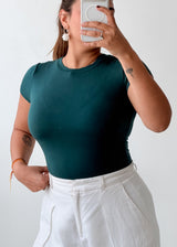 Size S-M Teal Green Round Neck Bodysuit