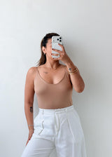 Size L-XL Nude Scoop Neck Bodysuit