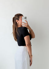 Size XS-S Black Ribbed Crop Top