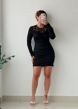 Size S-M Black Lace Detail Mini Dress